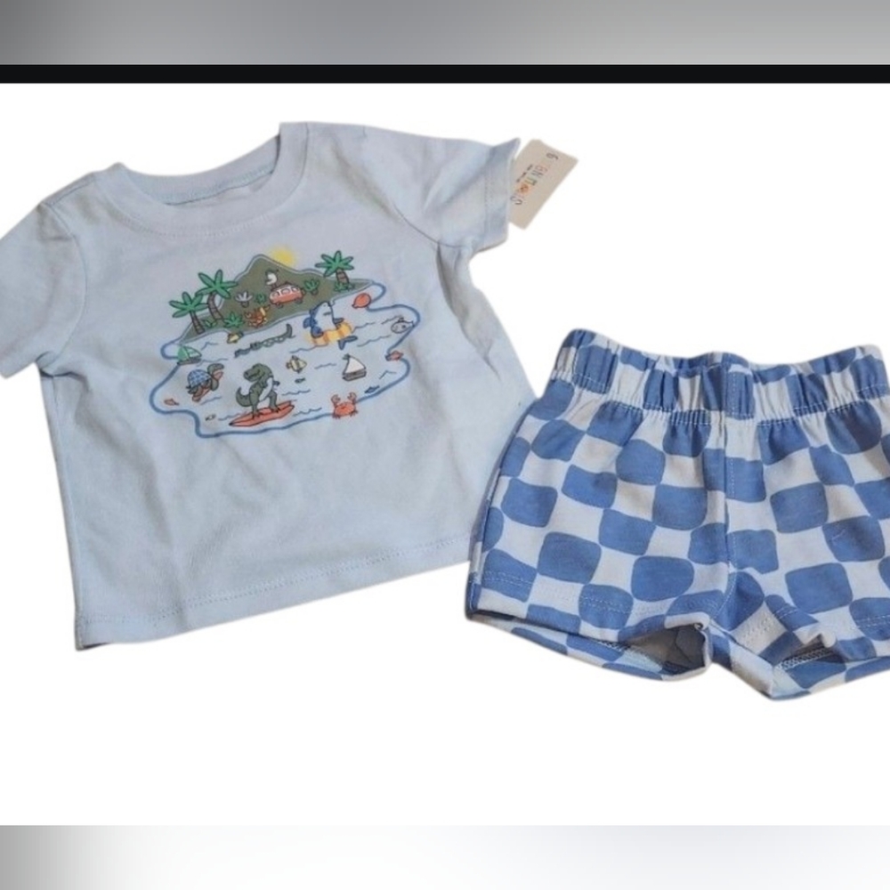 Garanimals Blue Graphic Tee With Shorts with Sun Design